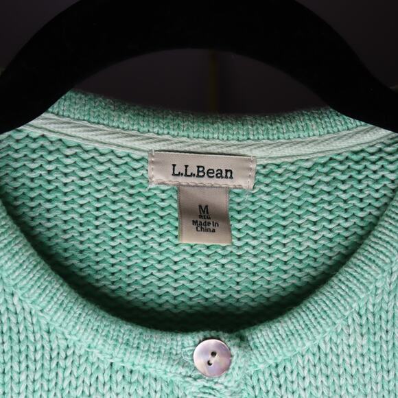 L.L.Bean Mint Green Cotton Knit Cardigan Sweater Women’s M - Picture 4 of 4